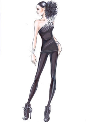 Armani Sketches of Alicia Keys Costume