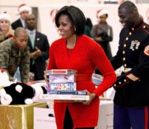 First Lady Diary: Mrs. O Helps Marines Give Out Toys