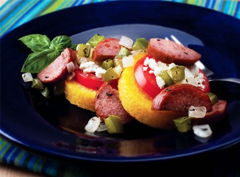Dine on a Dime: Sausage and Pepper Topped Polenta Slices