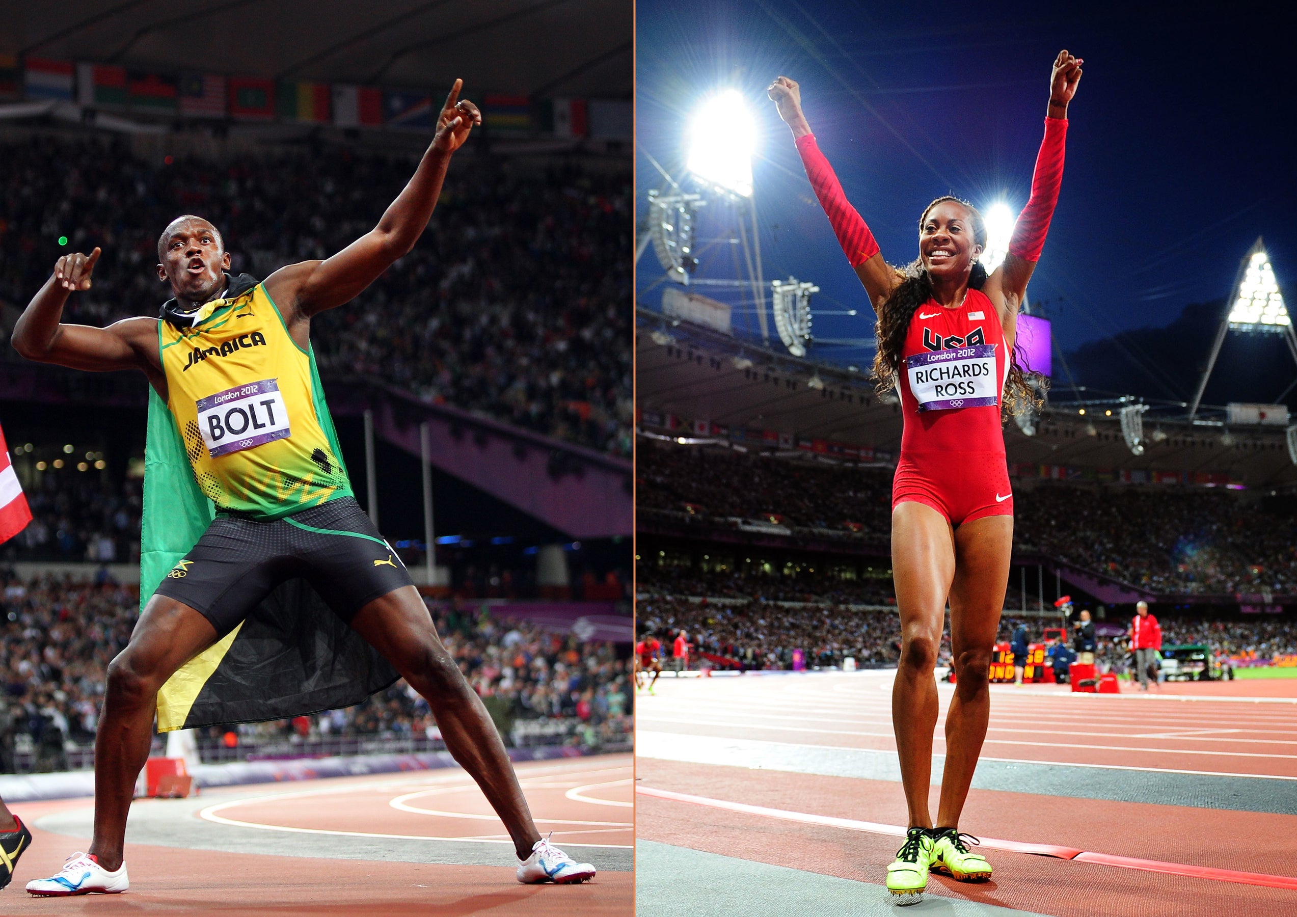 Usain Bolt and Sanya Richards-Ross Finish with Gold