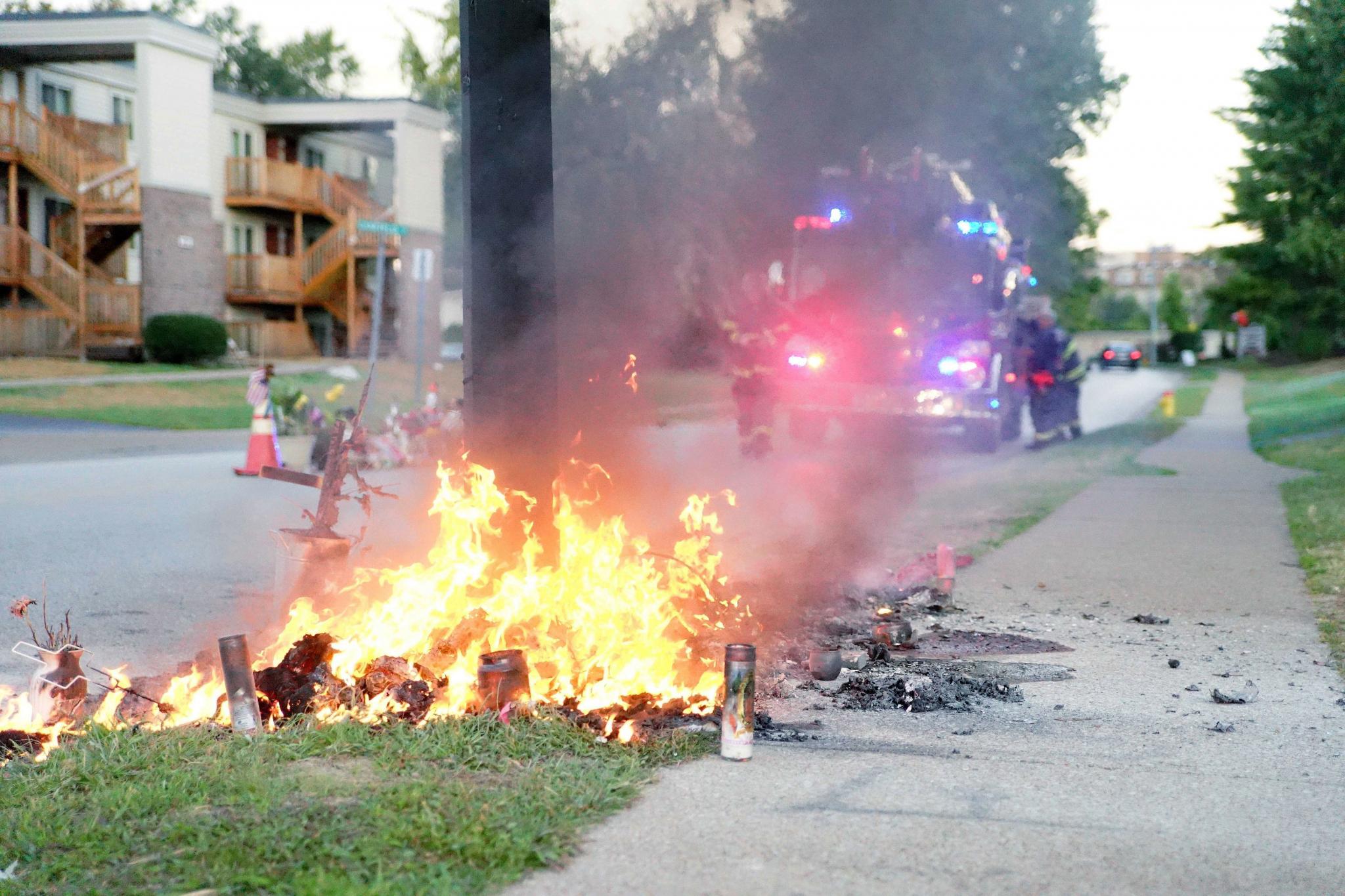 Police Investigating Cause of Fire at Michael Brown Memorial Site