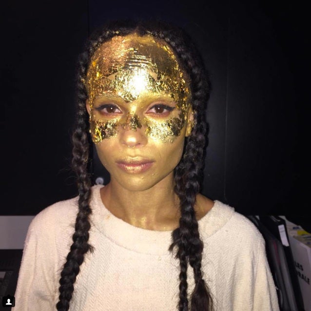 Zoe Kravitz Wears Gold Face Makeup for Kanye’s Show