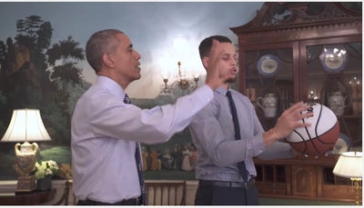 Watch President Obama Coach Stephen Curry