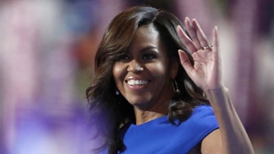 Michelle Obama Wows in Beautiful Blue Dress at 2016 Democratic National Convention