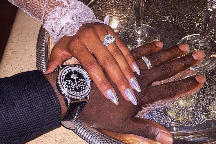 Eniko Parrish’s Silvery Stiletto Wedding Nails Are Blinding In the Best Possible Way