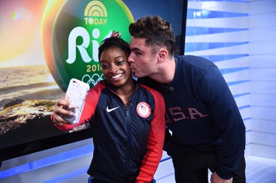 Simone Biles Gets a Kiss From Her Biggest Crush, Zac Efron