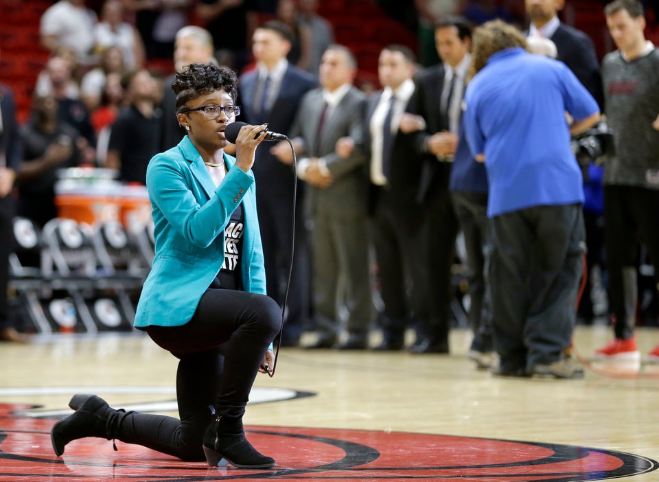 Singer Kneels in Protest While Performing National Anthem at Miami Heat Game
