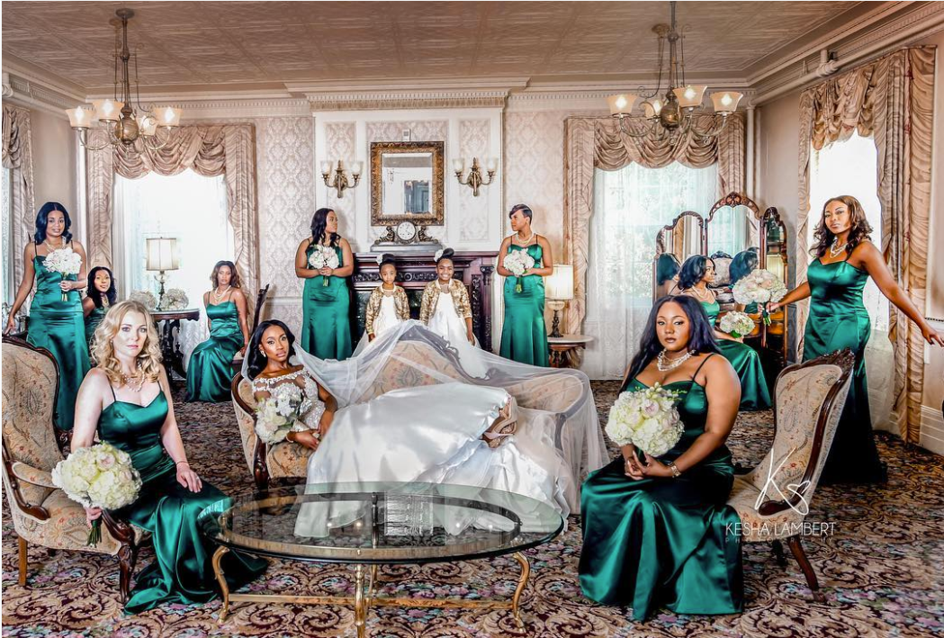 Black Wedding Moment Of The Day: These Bridesmaids Are Green Goddesses And It's Absolute Perfection

