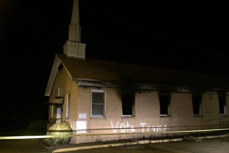 Burning Of Black Mississippi Church With 'Vote Trump' Message Investigated As Hate Crime
