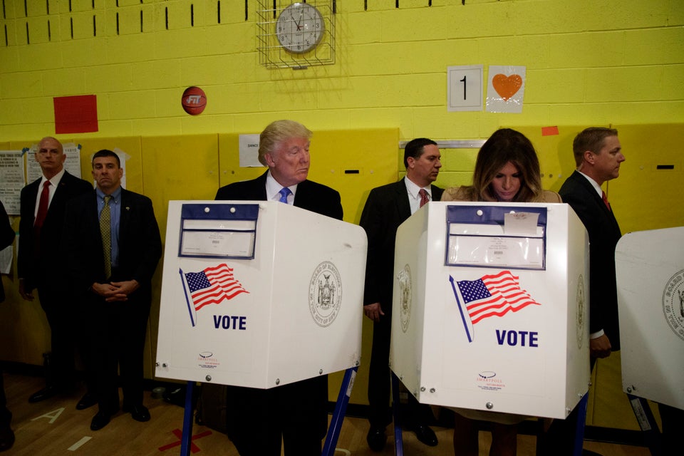 Donald & Eric Trump Couldn’t Help But Check Out Their Wives’ Ballots At The Polls