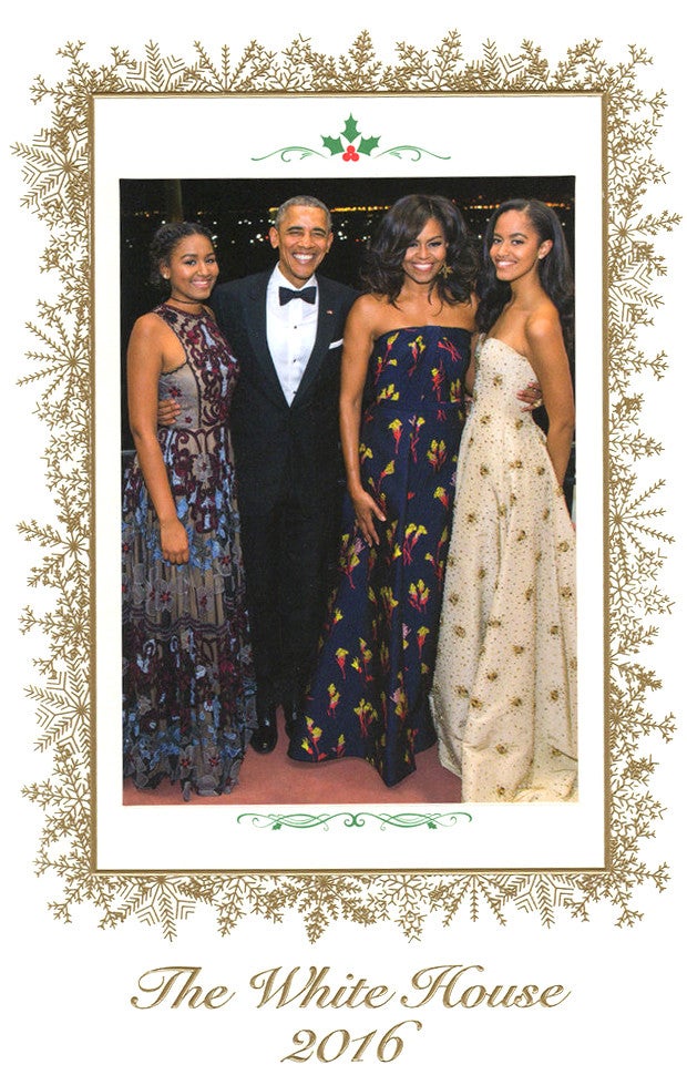 The Obamas Release Their Final Family Christmas Card From The White House
