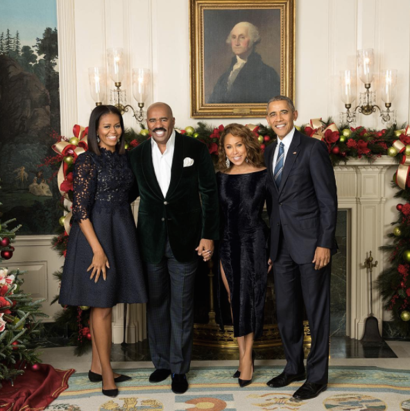 Steve & Marjorie Harvey’s Holiday Pic With The Obamas Will Make You Swoon