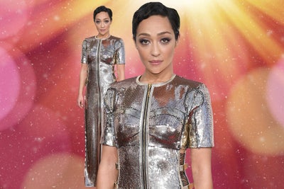Ruth Negga Looks Like She Was Dipped In Rose Gold On The Golden Globes Red Carpet