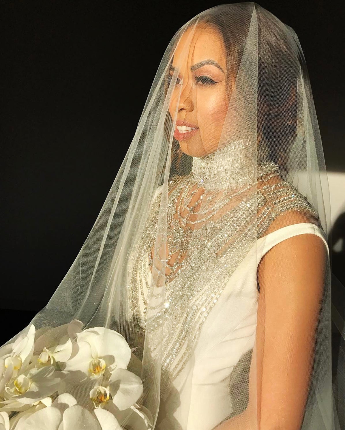 Black Wedding Moment Of The Day: We're Obsessed With This Bride's Crystal Necklace
