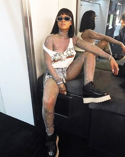 Rihanna’s Feeling Herself in Head-to-Toe Gucci Crystal Bodysuit at Coachella