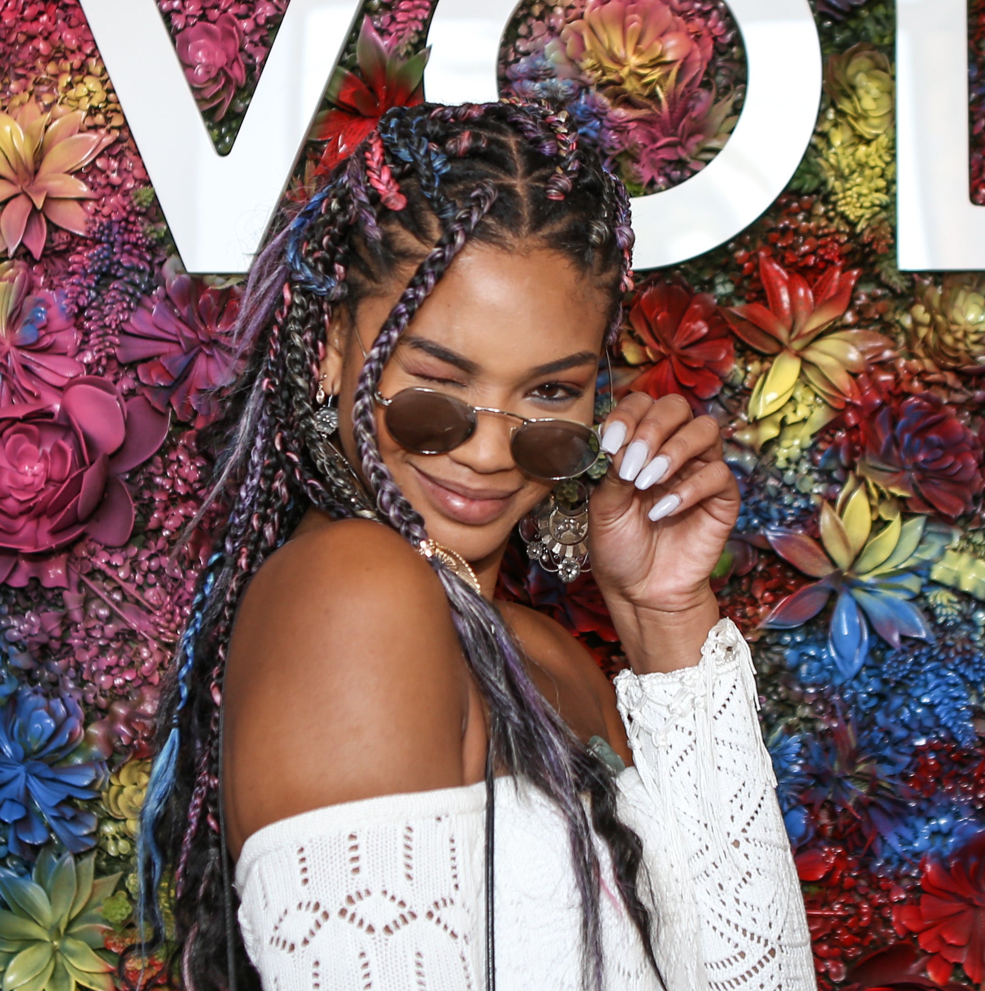 Prepare To Be Obsessed With Chanel Iman's Rainbow Braids
