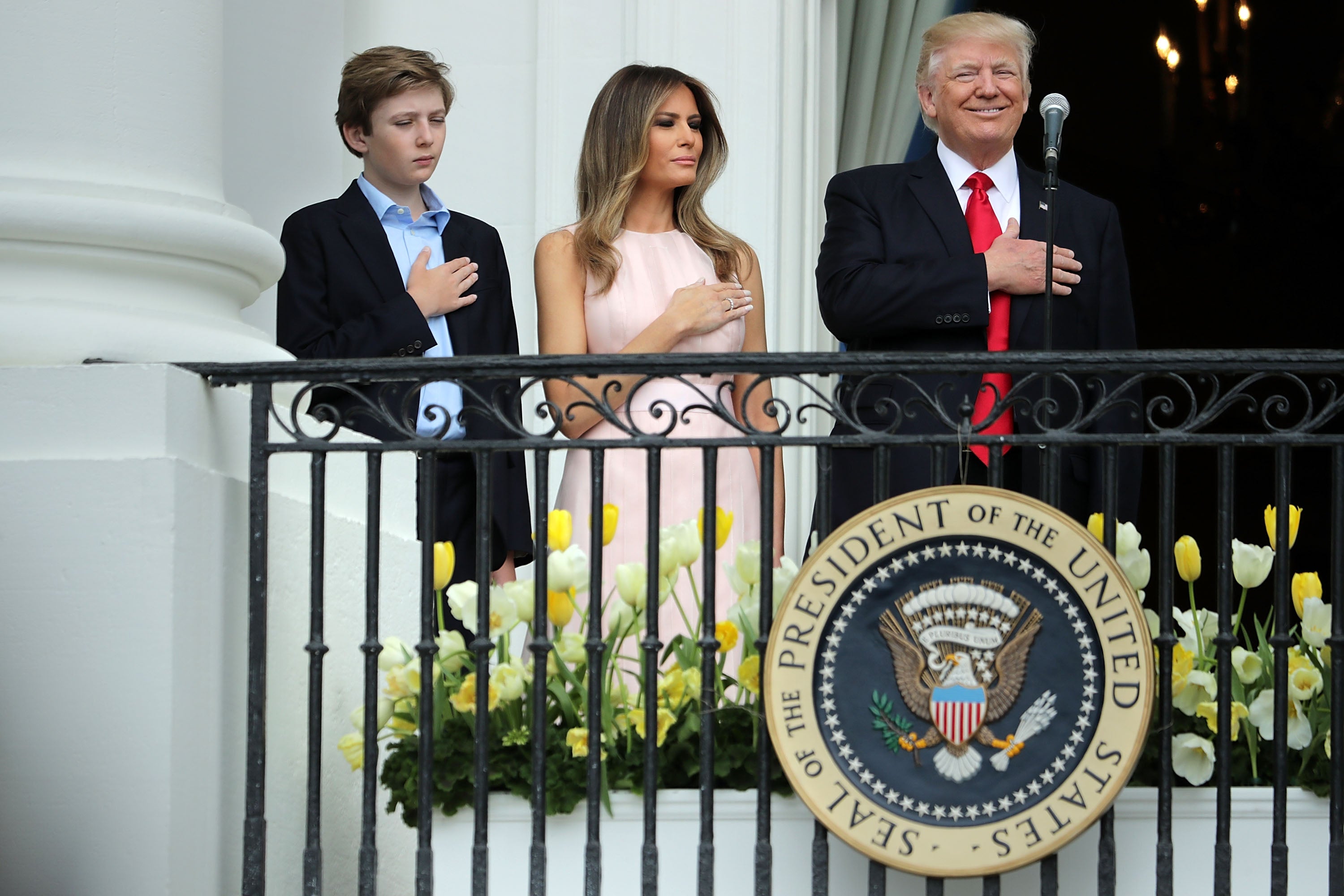 Watch The Moment Melania Trump Had To Remind Her President Husband To Properly Stand For The National Anthem