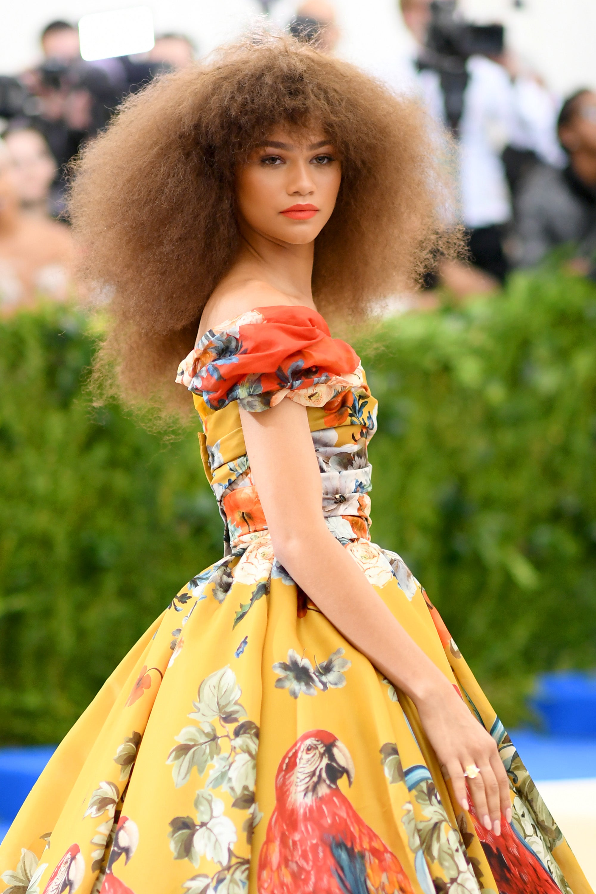 Zendaya's Coral Lip and Teased Out Afro Are The Perfect Met Gala Pairing
