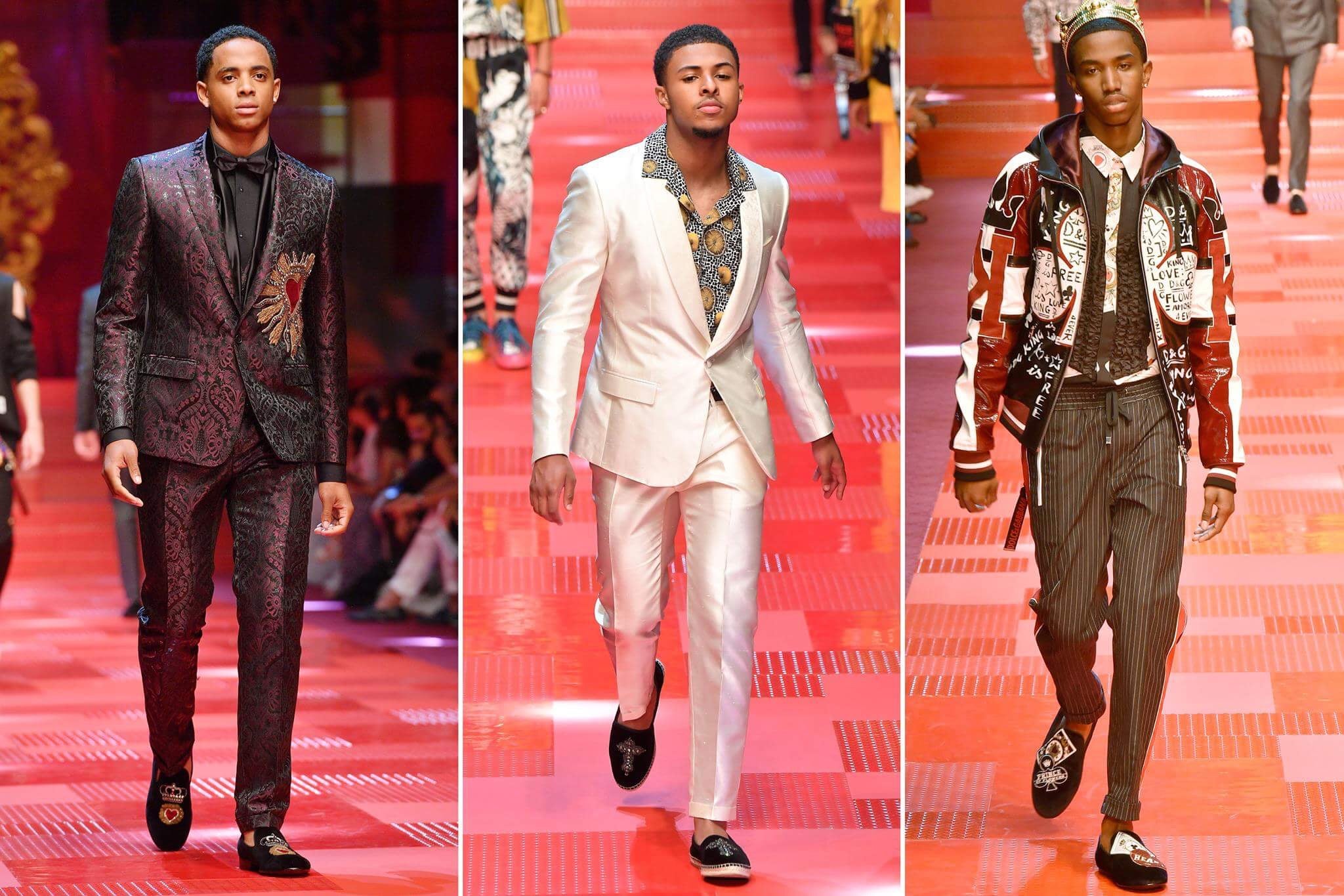 Christian Combs, Cordell Broadus & Diggy Simmons Walk in Dolce & Gabbana Spring 2018 Show