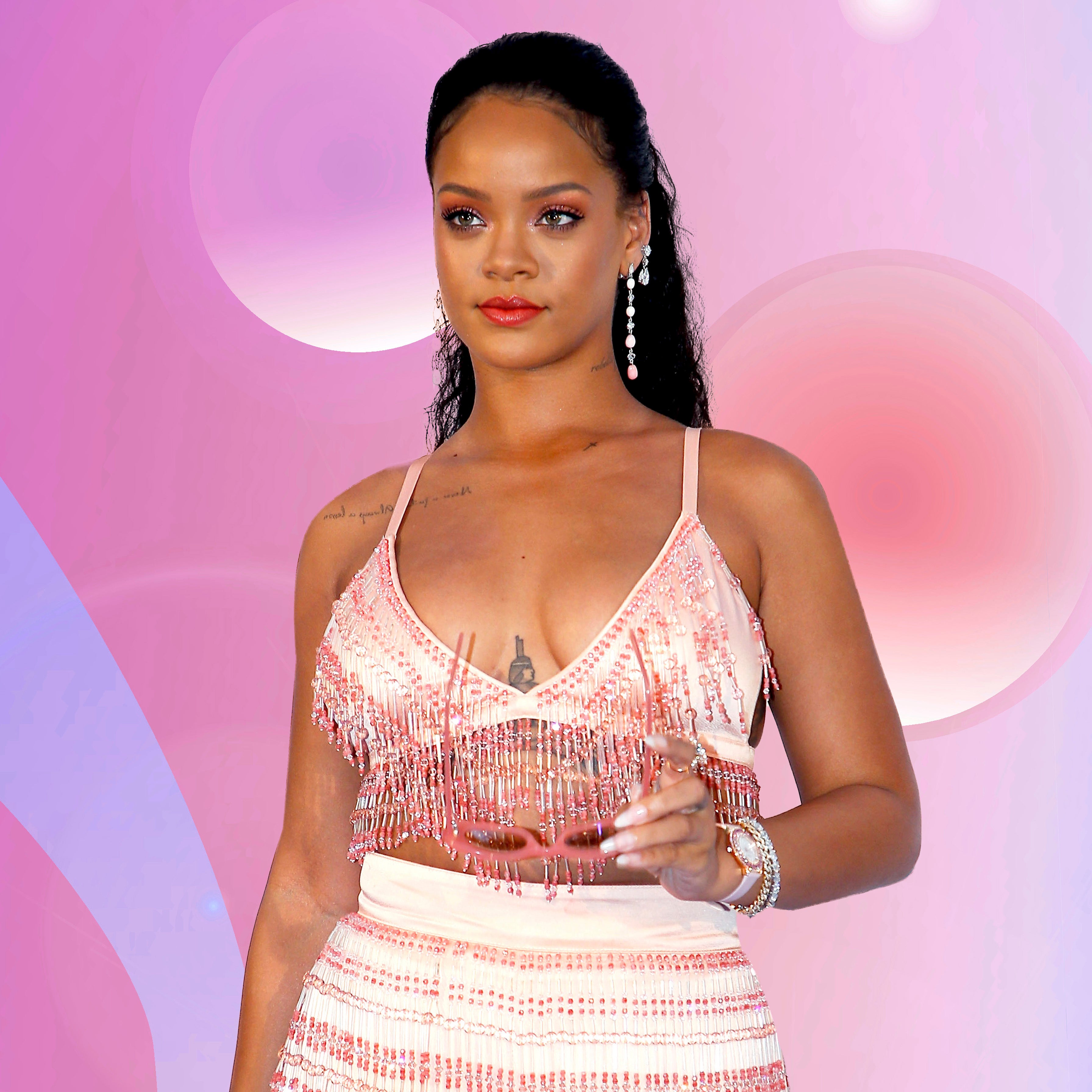 Rihanna models her Fenty Beauty make-up at Valerian premiere
