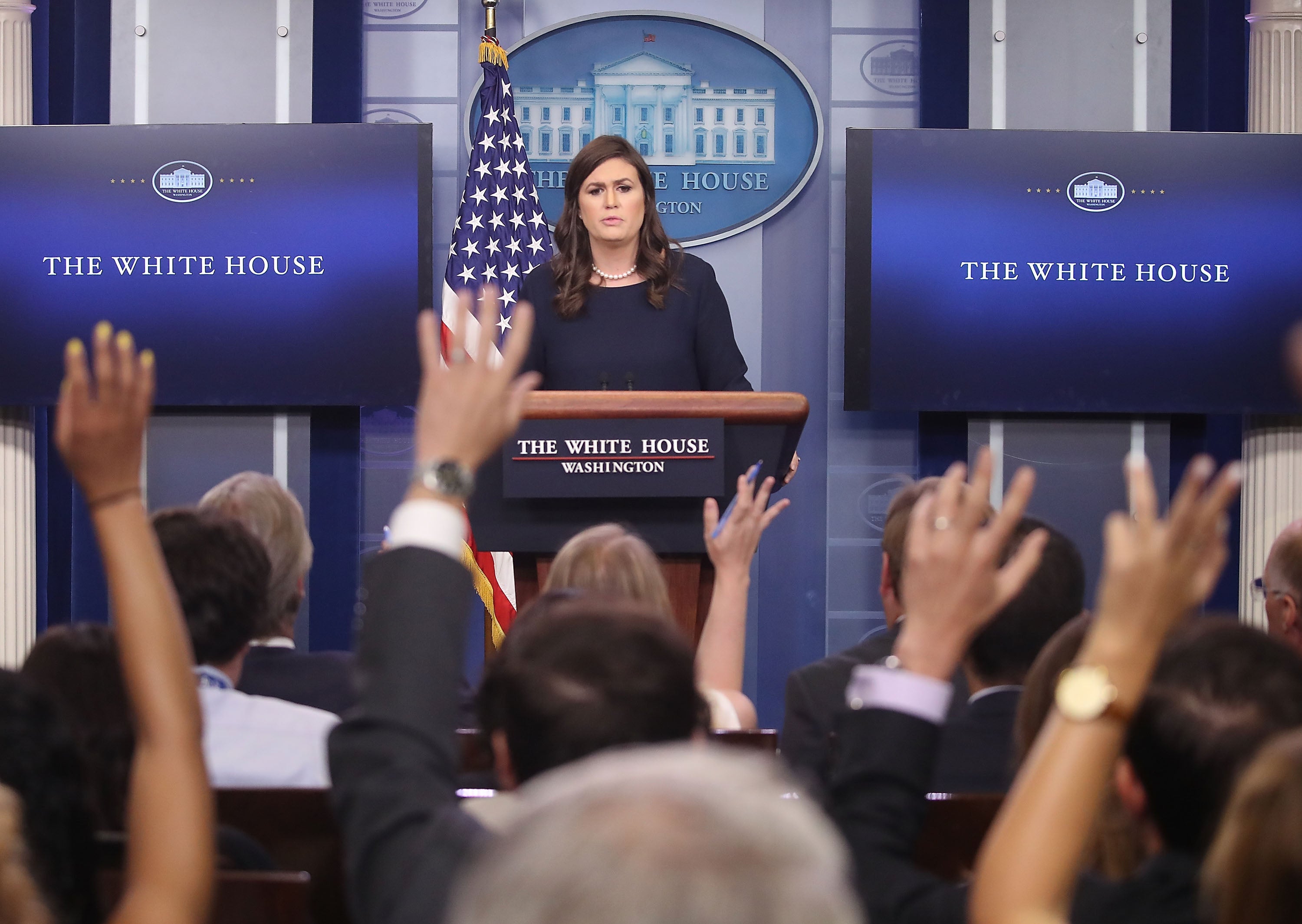 White House Propaganda Hits All Time High As Press Secretary Reads Fan Mail During Briefing
