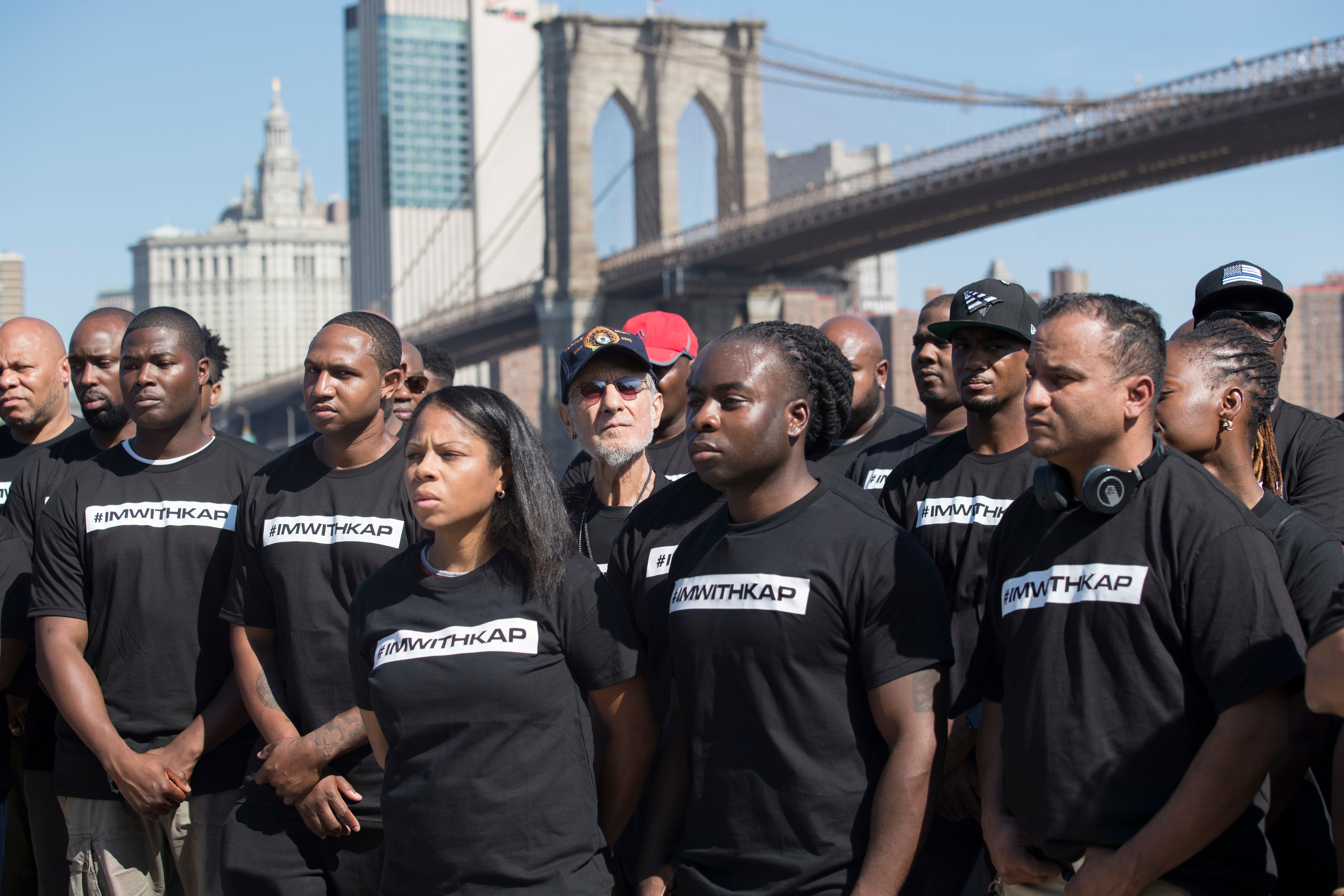 NYPD Officers Hold Rally In Support Of Colin Kaepernick 
