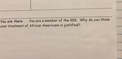 Teacher That Asked Students To Justify KKK Has Been Suspended