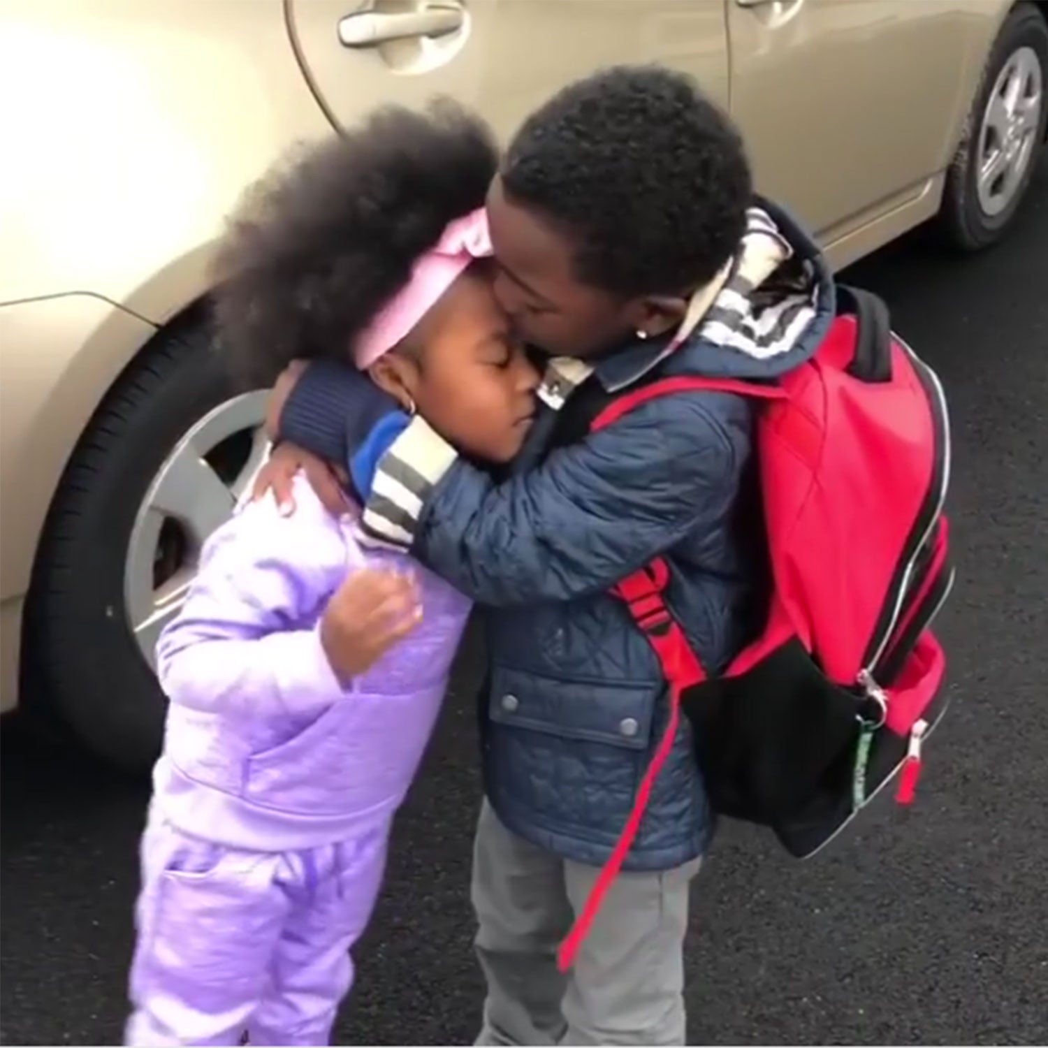 Brother And Sister's Sweet Reunion After A Long Day Of Kindergarten Will Make Your Week
