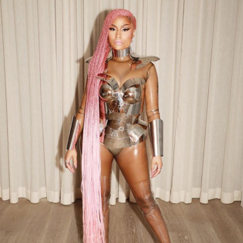 Nicki Minaj Has Transformed into a Real Life Barbie With Floor Length Pink Braids

