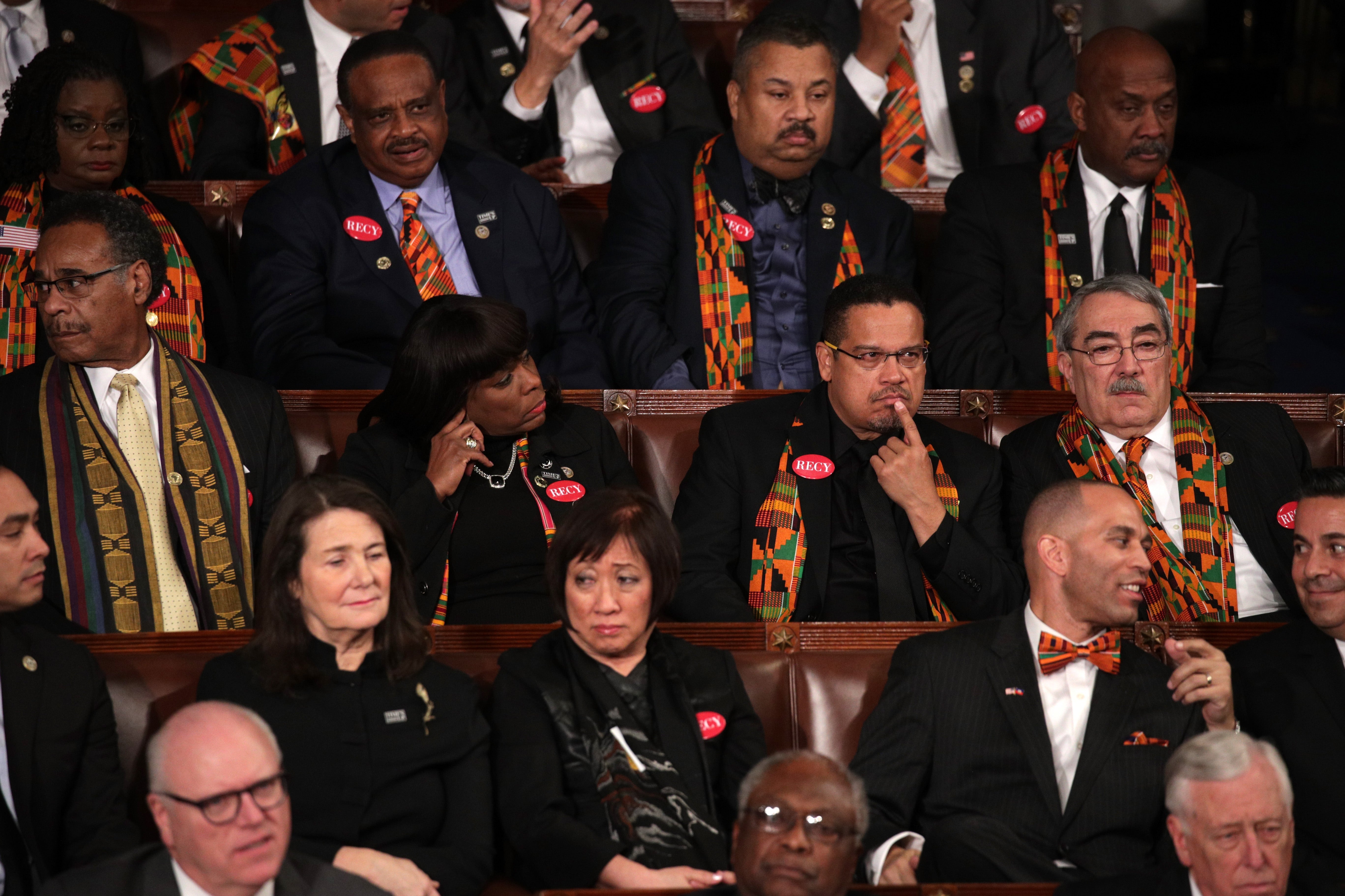 CBC Members Wore Kente Cloth, Recy Taylor Pins To Trump's State Of The Union Address
