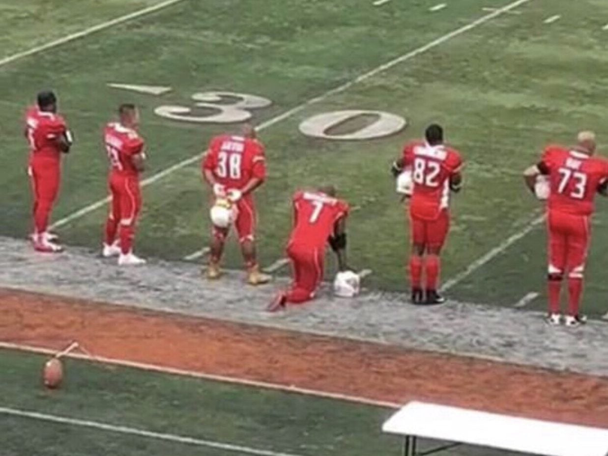Black Firefighter Comes Under Fire After Kneeling During The Anthem At A Football Game
