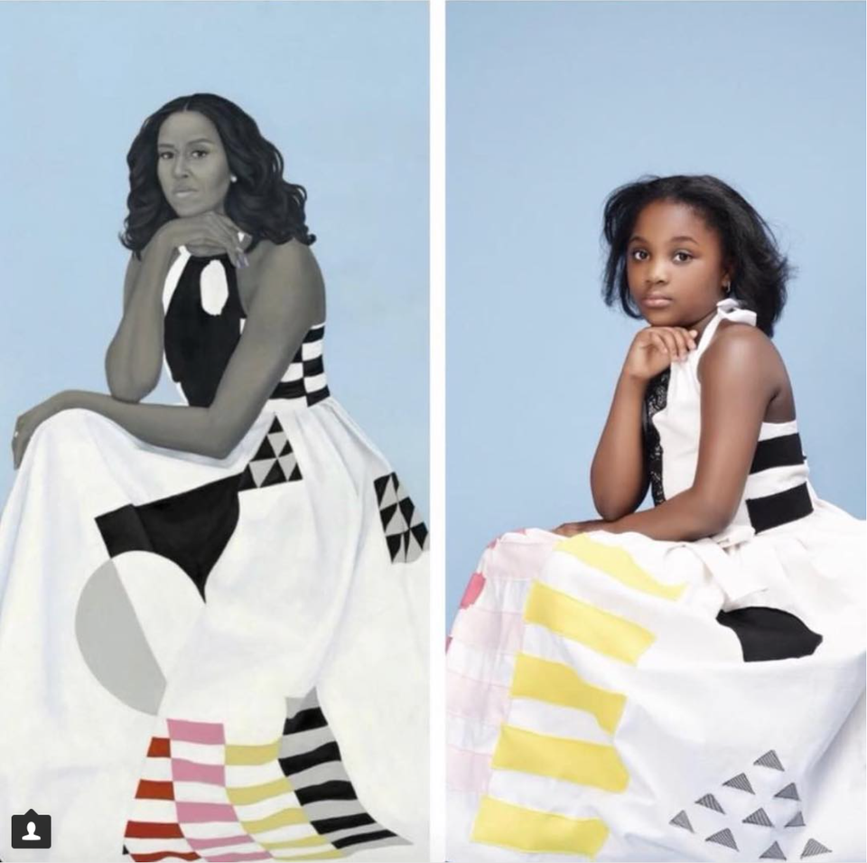 So Sweet! Young Black Girl Flawlessly Recreates Michelle Obama’s Official Portrait
