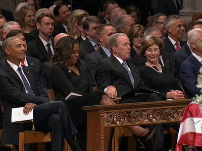 Michelle Obama Explains That Viral Moment With President Bush At McCain Funeral