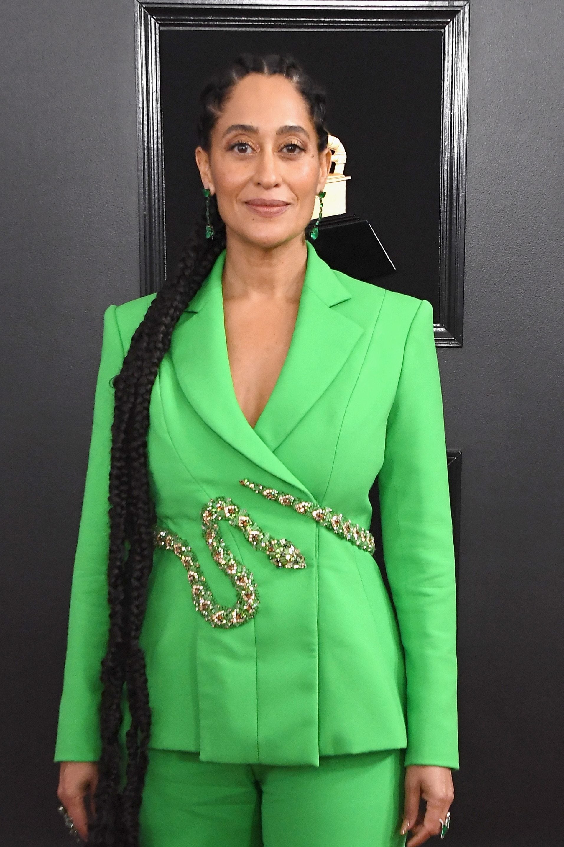 Tracee Ellis Ross’s Green Grammys Look Has Us In a Suit-Shopping Frenzy