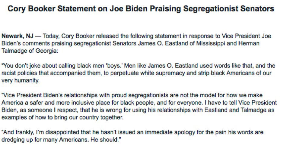 Cory Booker Declines To Apologize For Calling Joe Biden Out On Segregationist Senators Remarks