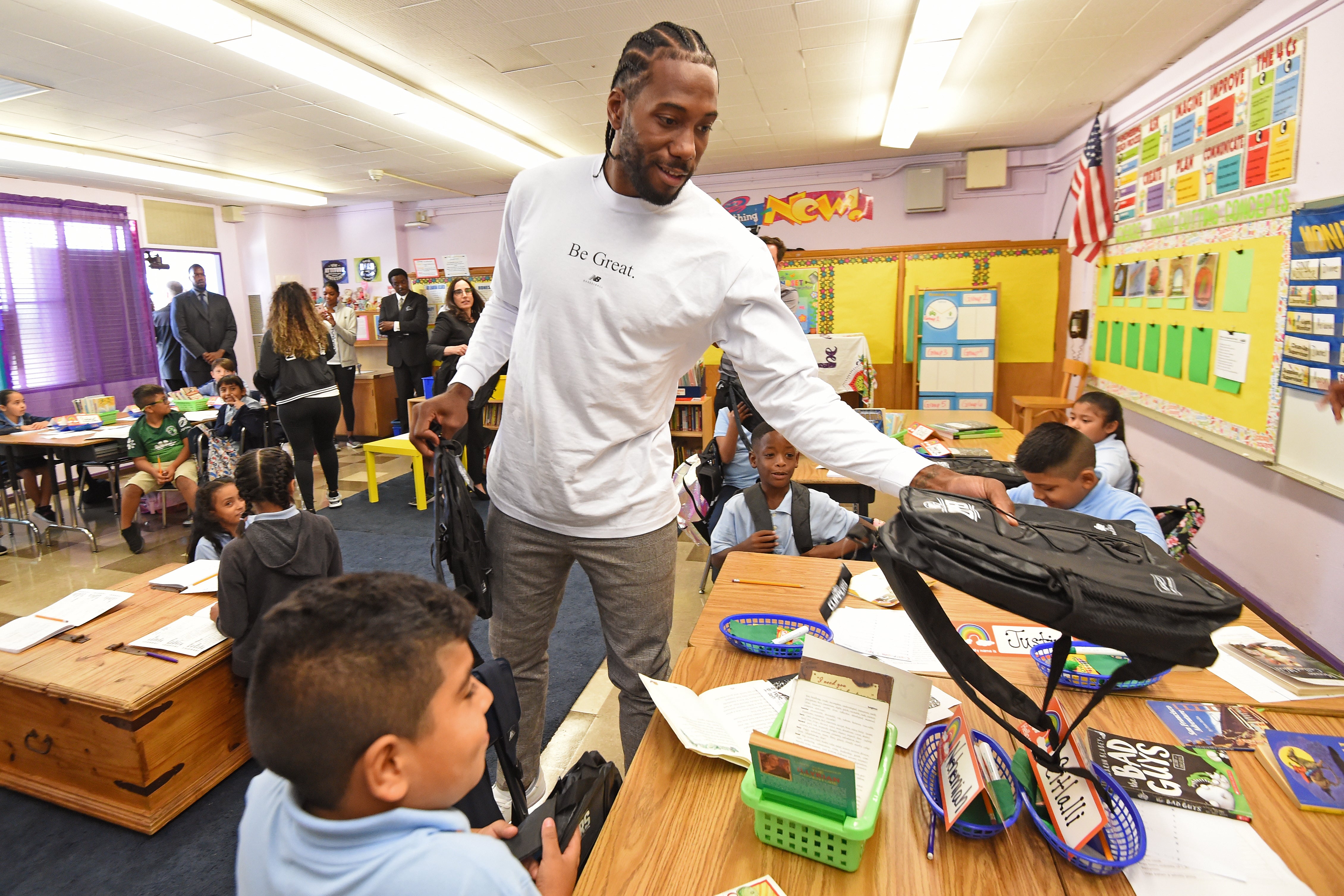 NBA Star Kahwi Leonard Donates 1 Million Backpacks To Los Angeles Students