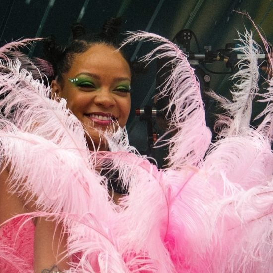 Rihanna Spotted in Massive Pink Feathers At Crop Over in Barbados