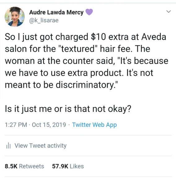 An Aveda Salon Charged A Black Woman Extra For Having Textured Hair, We Need Answers