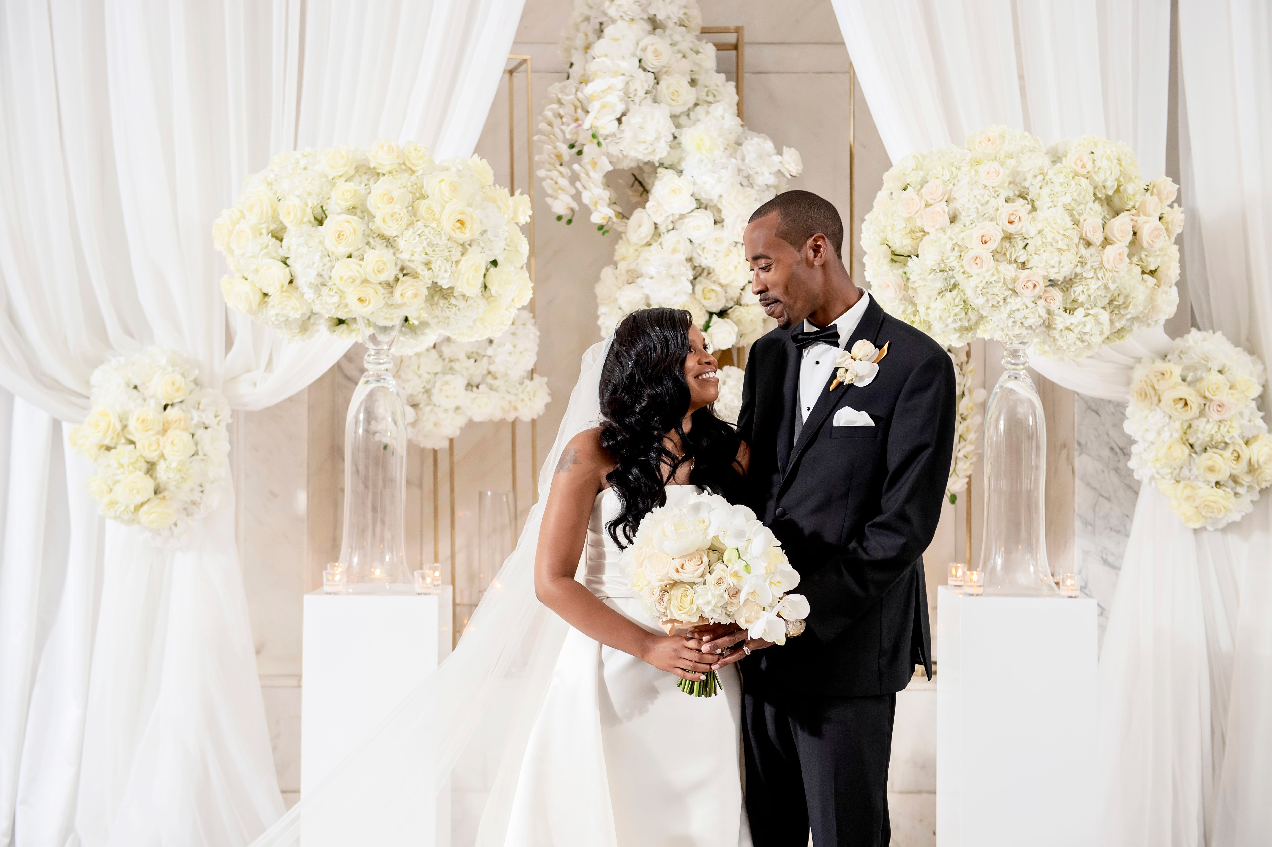 Bridal Bliss: We're Obsessed With Keyva and Gerard's Classic White & Gold Ceremony