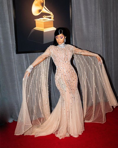 Cardi B Skipped The Grammys Red Carpet But Here’s Her Look