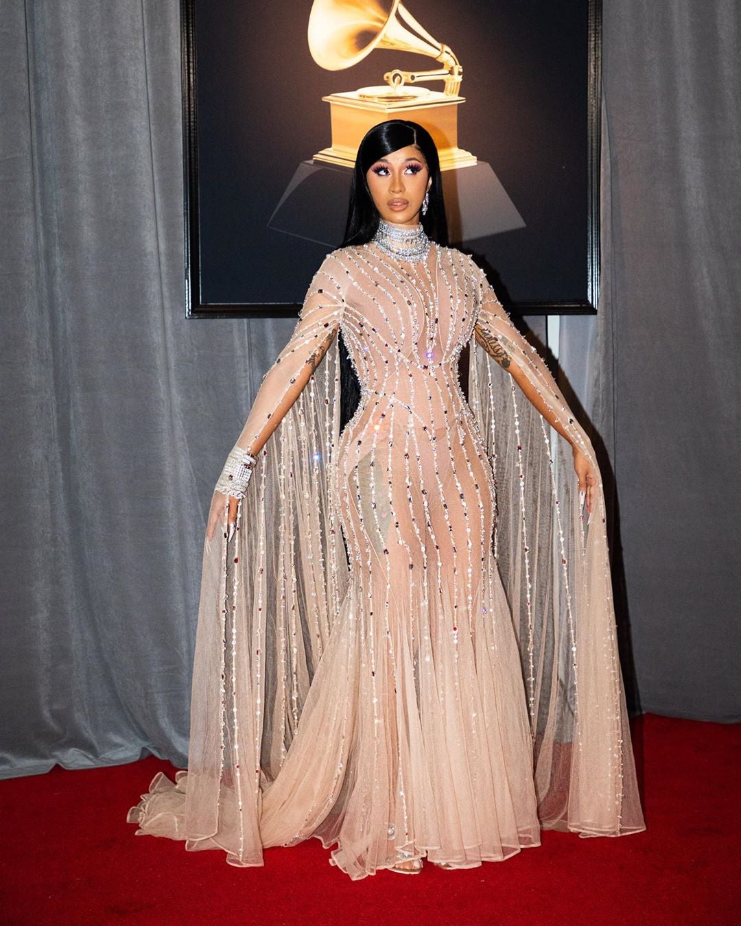 Cardi B Skipped The Grammys Red Carpet But Here's Her Look