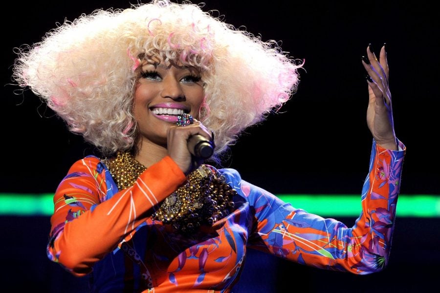 7. Nicki Minaj's blue dress and real hair look recreated by drag queens - wide 4