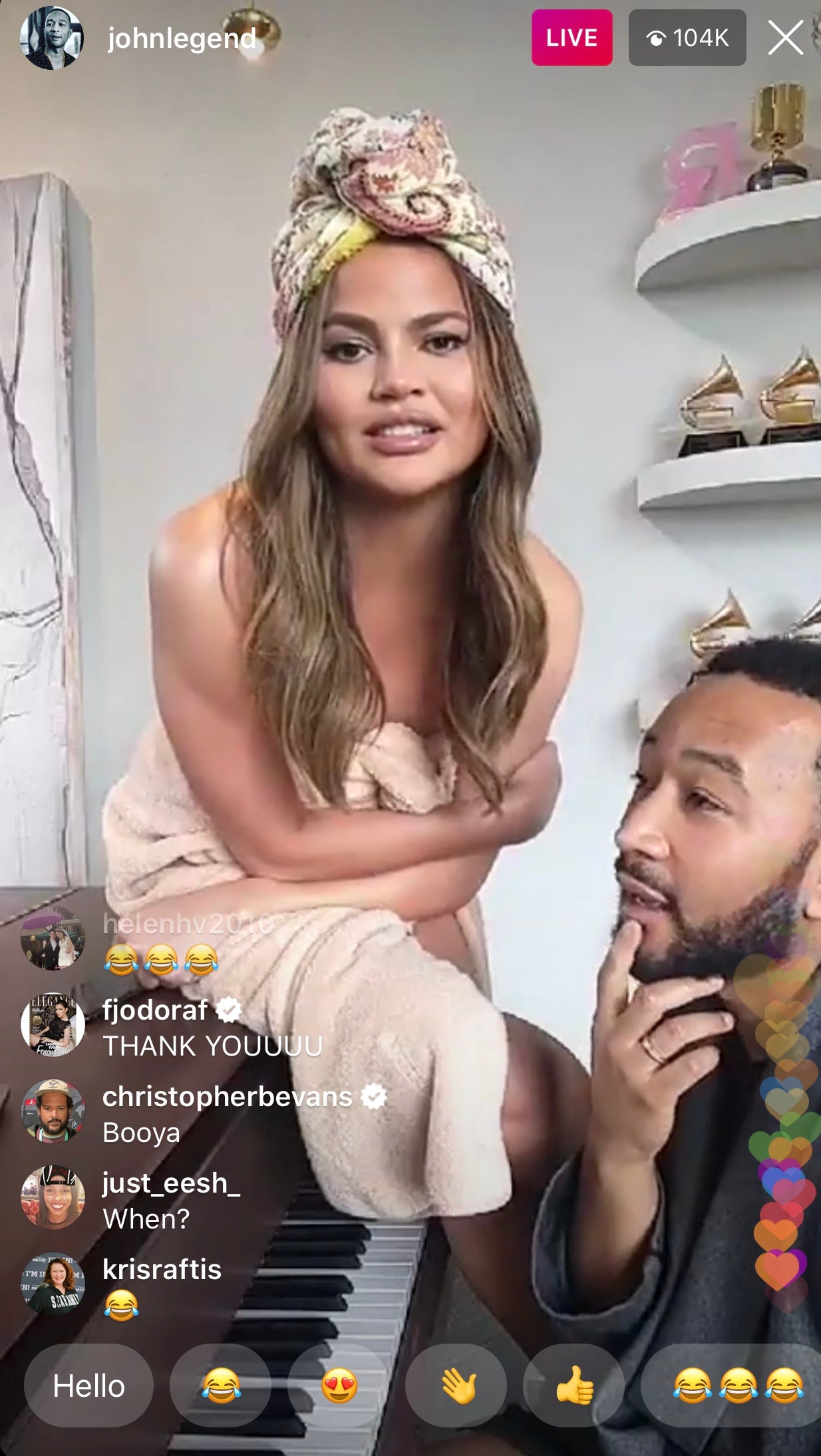 Chrissy Teigen’s Head Wrap Stole The Spotlight During John Legend’s Instagram Concert