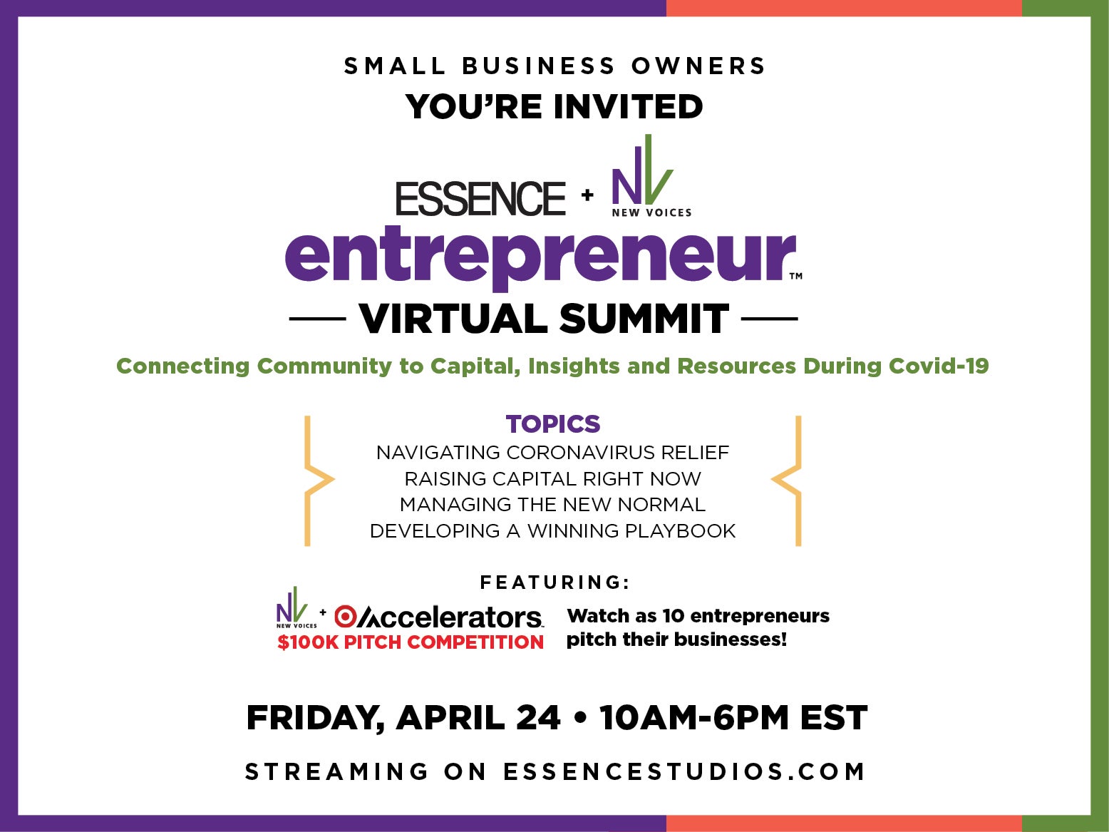 ESSENCE To Host Entrepreneur Virtual Summit & New Voices Pitch Competition