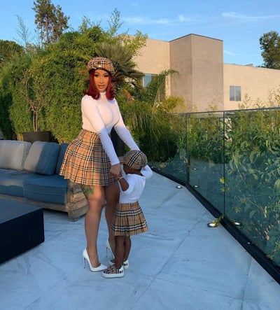Cardi B And Kulture Match In Adorable Burberry Look