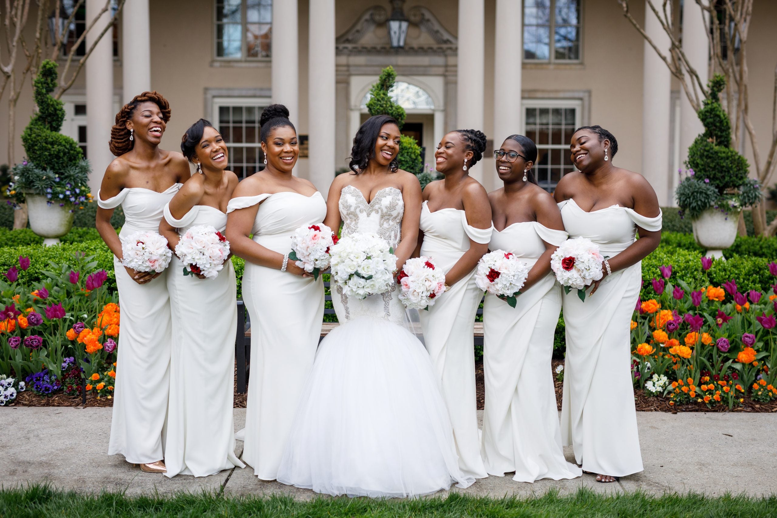 Bridal Bliss: The Bride (And Her Bridesmaids) Wore White At This Ballroom Wedding