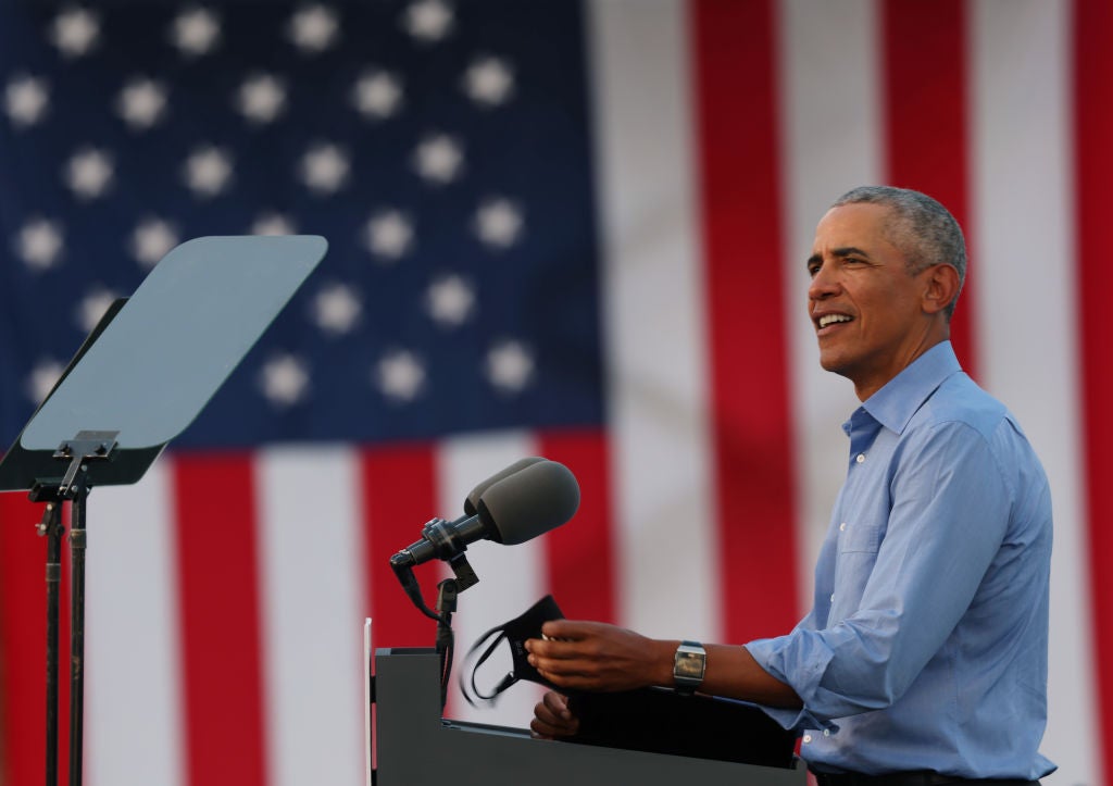 Barack Obama Speaks At Joe Biden Drive-In Rally In Philadelphia