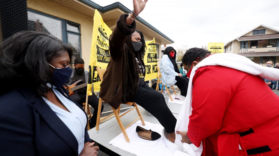 Easter Ritual: Poor People’s Campaign Washes the Feet of Folks Struggling Economically