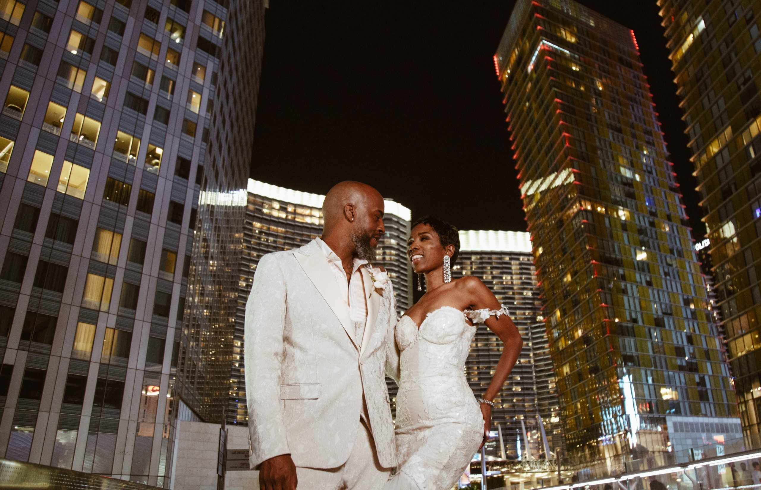Bridal Bliss: Riqua And Andre's Las Vegas Wedding Included Showgirls, The Strip, And A Stunning Desert Ceremony