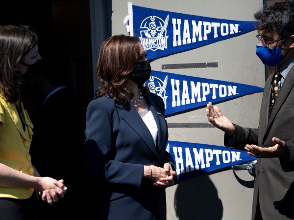 During a conversation with student, Kamala Harris